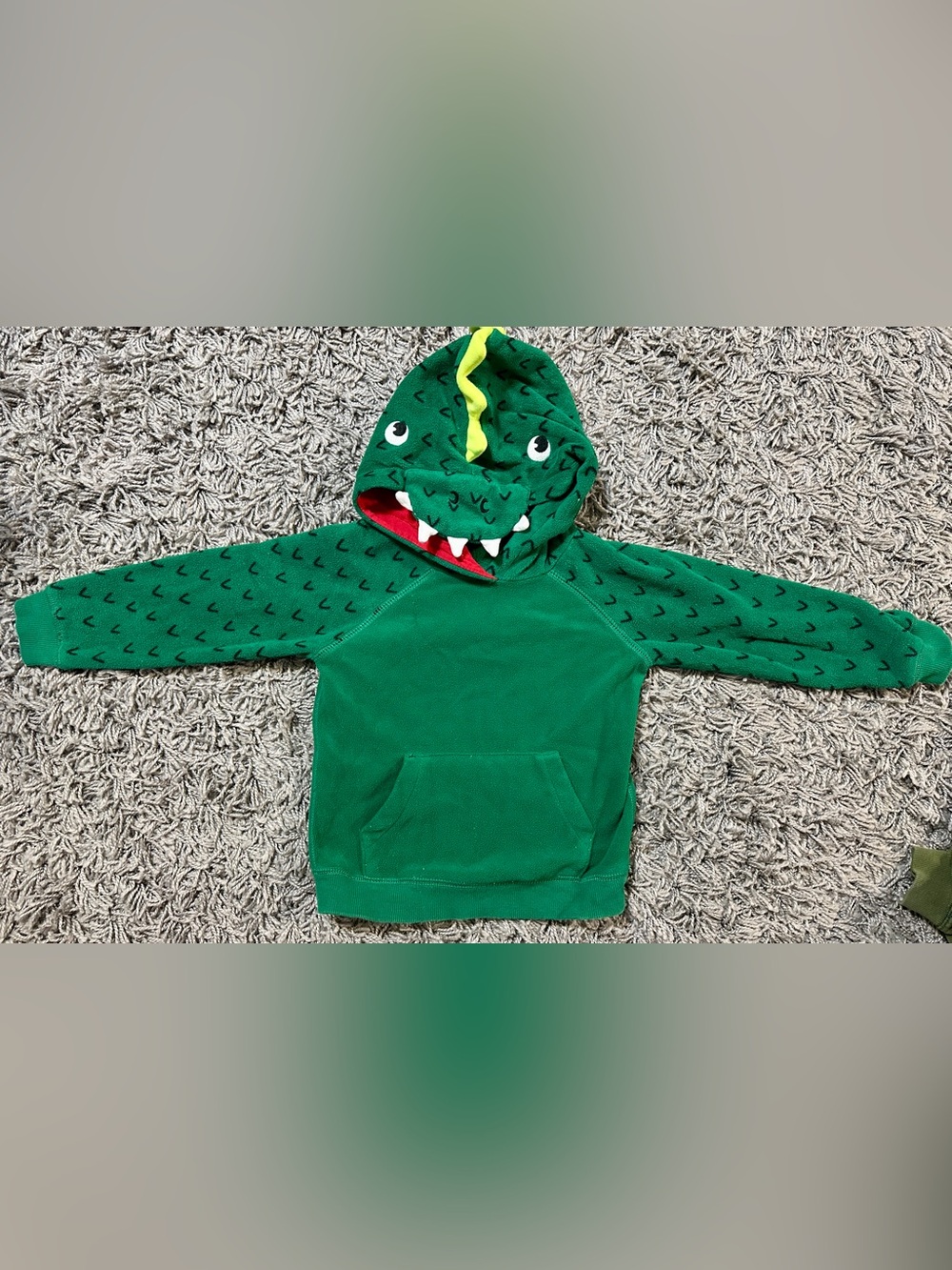 Carter's Green Dinosaur Hooded Sweatshirt with Yellow Spine